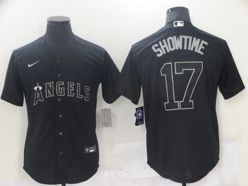 Men Los Angeles Angels 17 Ohtani Black nickname 2021 Nike MLB Jersey